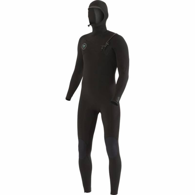 Vissla 7 Seas 5/4 Hooded Chest Zip Men's Wetsuit Steamer - Black - Front