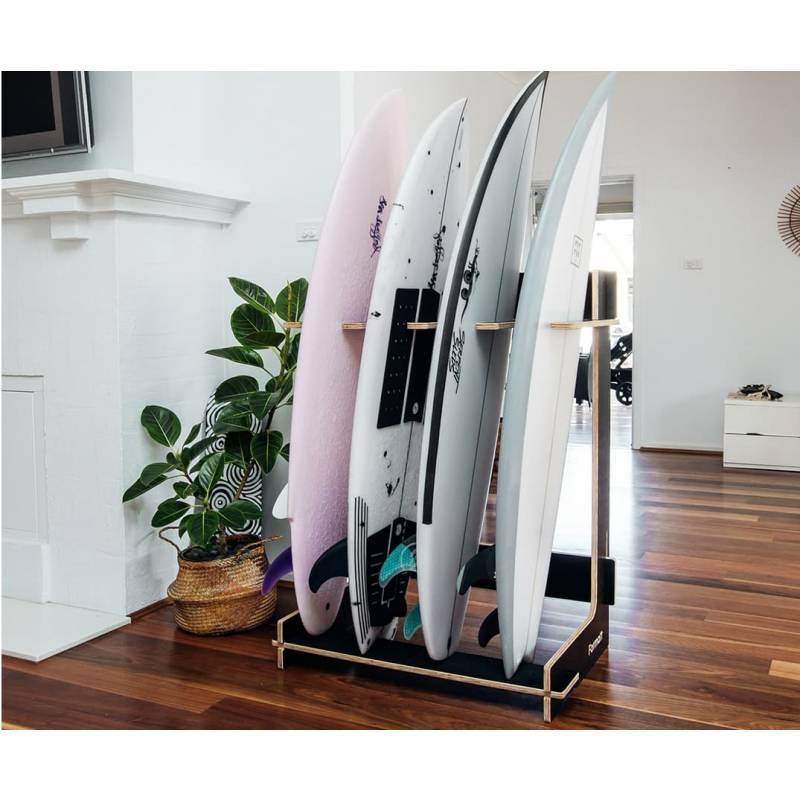 Formatt Q8 Freestanding Surfboard Rack Black with board indoor