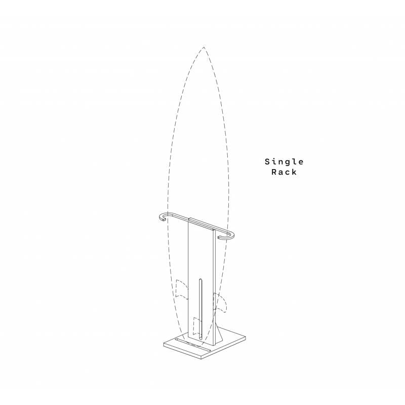 Ghost Racks Free Standing Single Surfboard Rack - technical drawing