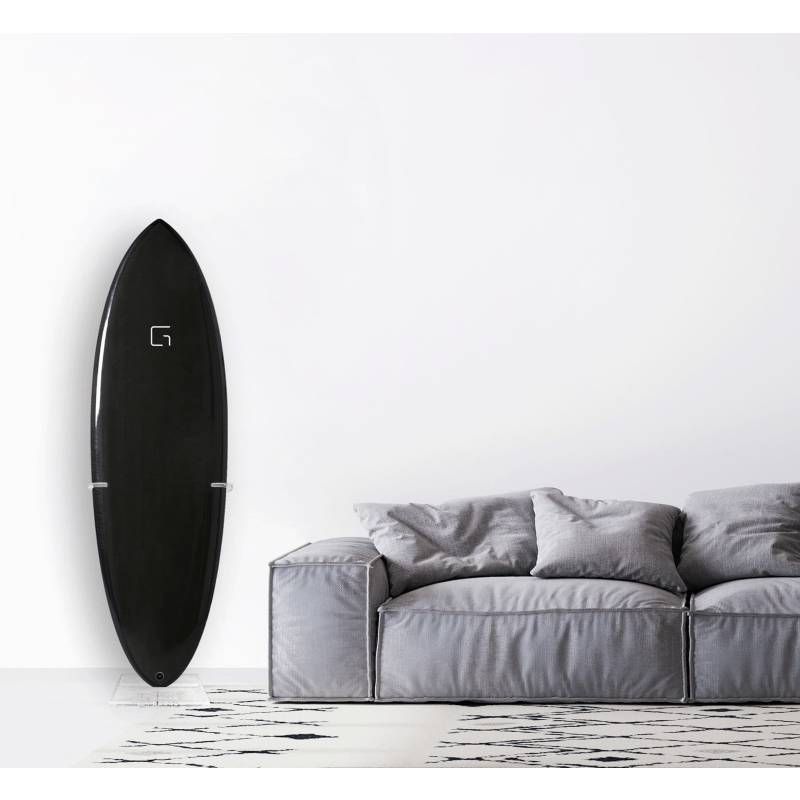 Ghost Racks Free Standing Surfboard Display Stand - single holding black surfboard