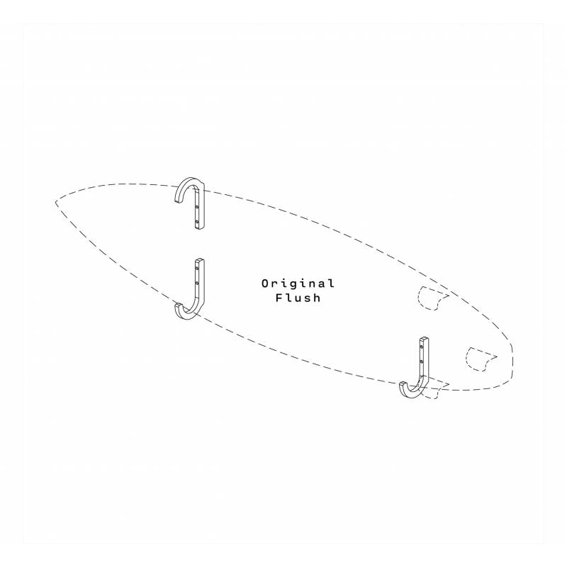 Ghost Racks Horizontal Surfboard Flush Wall Rack - original technical diagram