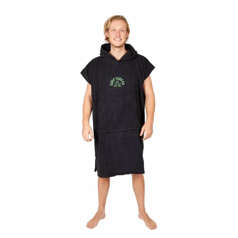 Surf Turf Towel Poncho - Black