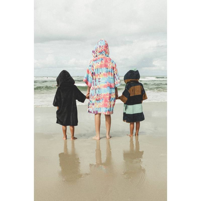 TLS Hooded Poncho Towels - Solid Black, Acid and Combo styles on kids