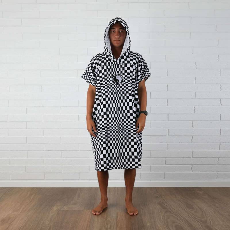 T&C Twisted Limits Hooded Towel - Check - front with hood on