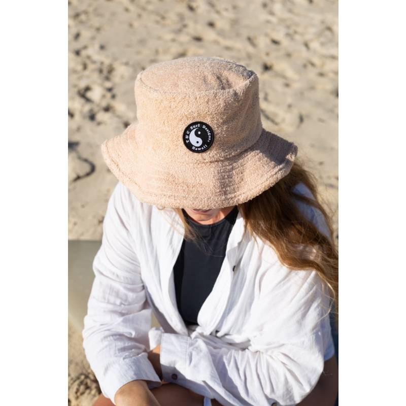 Town & Country Terry Beach Hat - Sand girl wearing on beach
