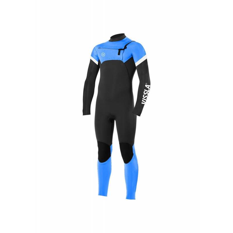 Vissla Boys 7 Seas Raditude 3/2 Chest Zip Wetsuit - Super Blue front
