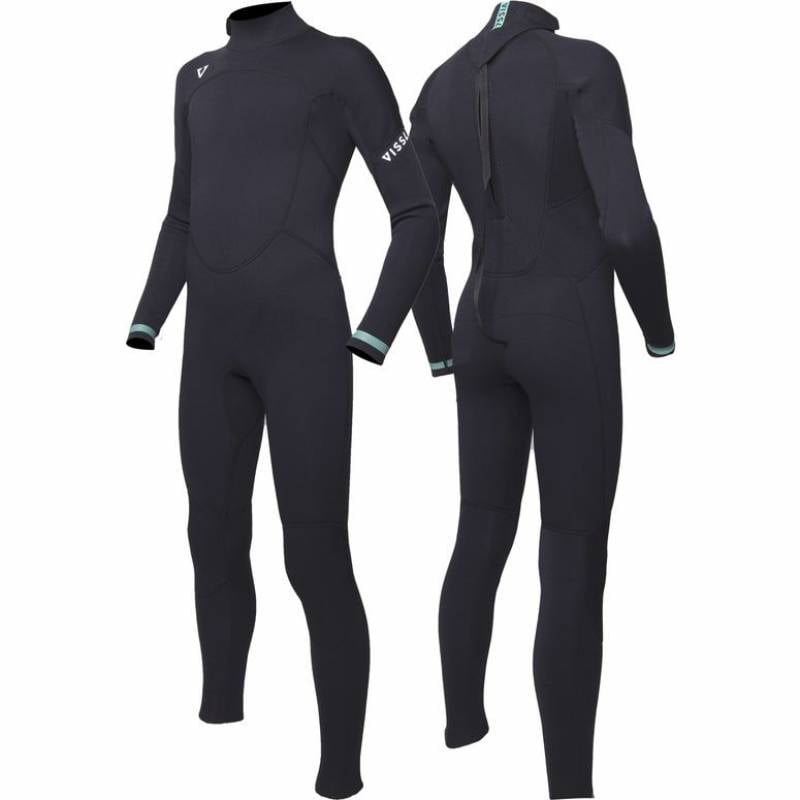 Vissla Boys Easy Seas 3/2 Back Zip Wetsuit - Black front & back
