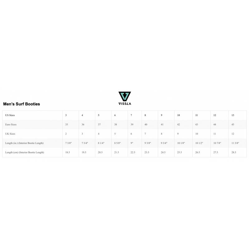 Vissla Men's Surf Boot Size Chart